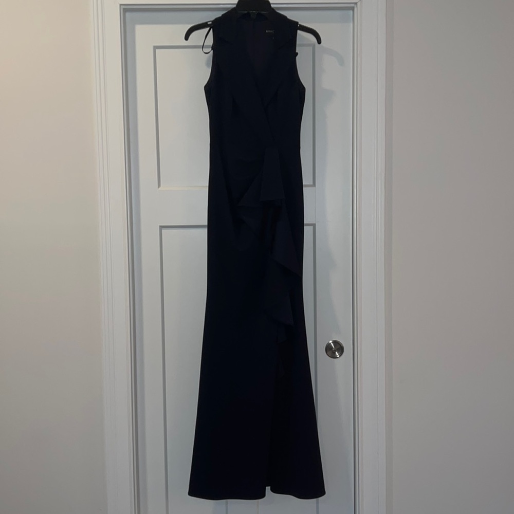 BETSY & ADAM NAVY GOWN WORN ONCE!